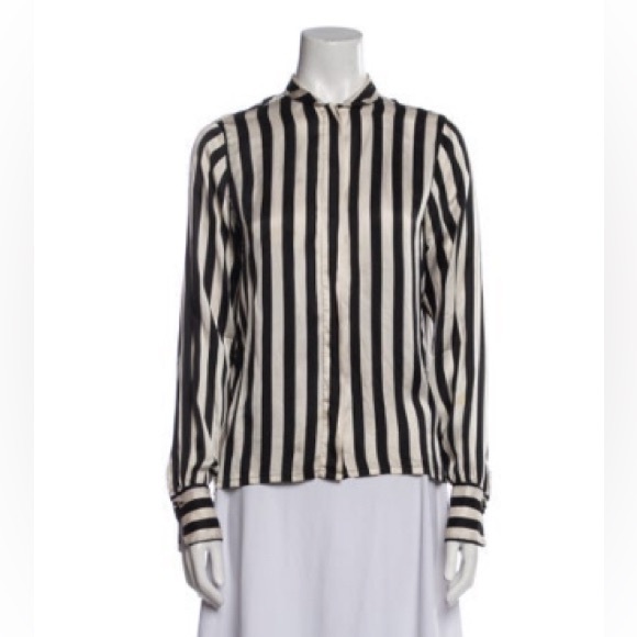 Chanel Black and White Striped Women's Top. Silk. - Picture 1 of 5